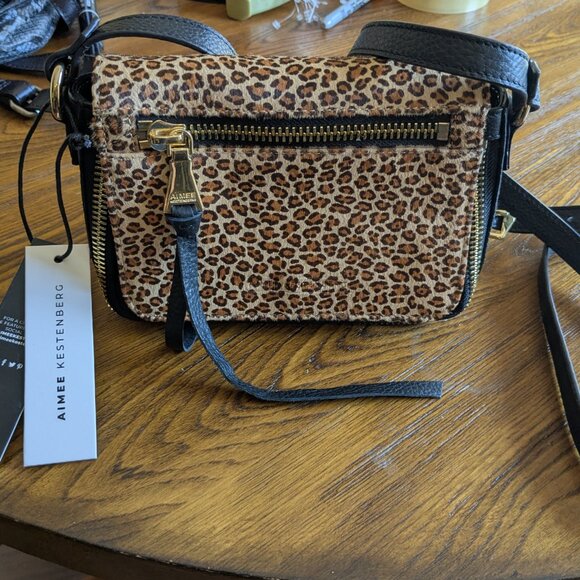 Aimee Kestenberg Sorrento Cheetah Printed Calf Hair Crossbody Bag NEW - Picture 5 of 5